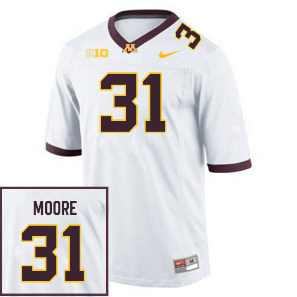 Men #31 Kendall Moore Minnesota Golden Gophers College Football Jerseys Sale-White - Click Image to Close